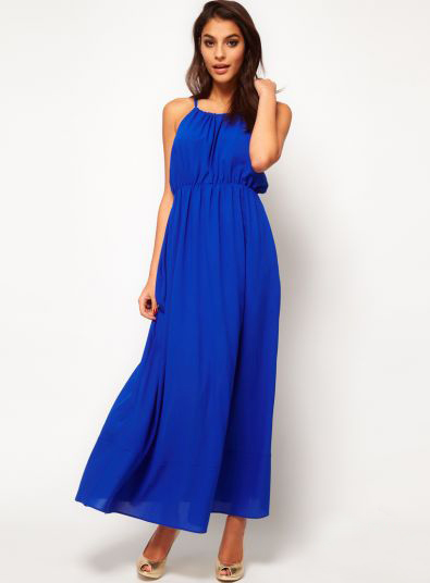 Длинное ярко-синее платье Asos