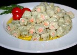 Картофельные клёцки с форелью и укропом 