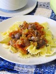 Паста с куриными сердечками.