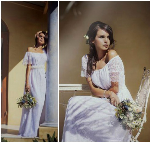 Фото романтичного свадебного платья в крестьянском стиле «Reine»