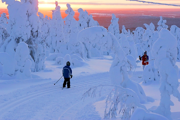 Зима в Финляндии - катание на лыжах