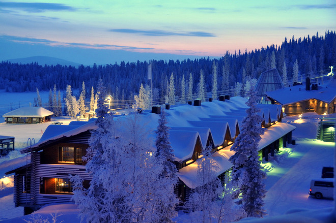 Зима в Финляндии - вечерний вид